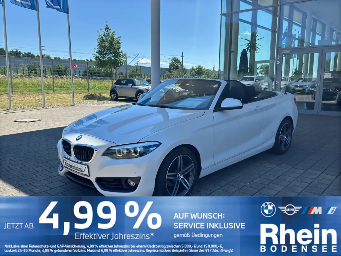 BMW 218 i Cabrio Sport Line PDC Navi Sportsitze Blanc - 1