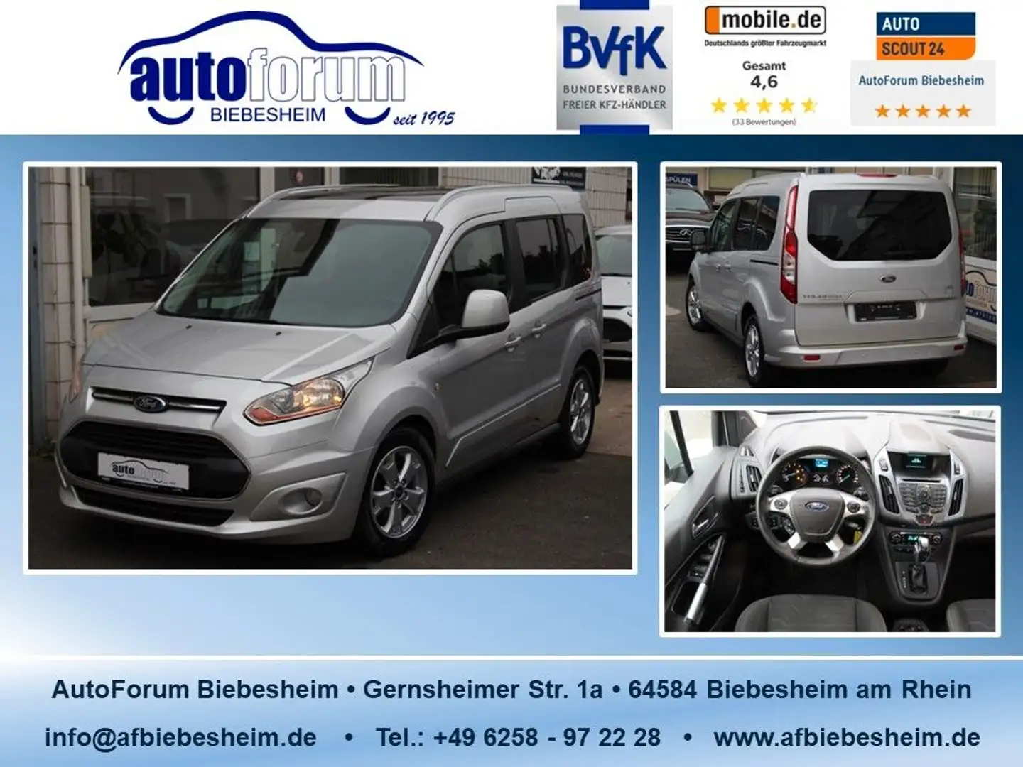 Ford Tourneo Connect 1.6 EcoBoost Titanium Panorama.. Silver - 1
