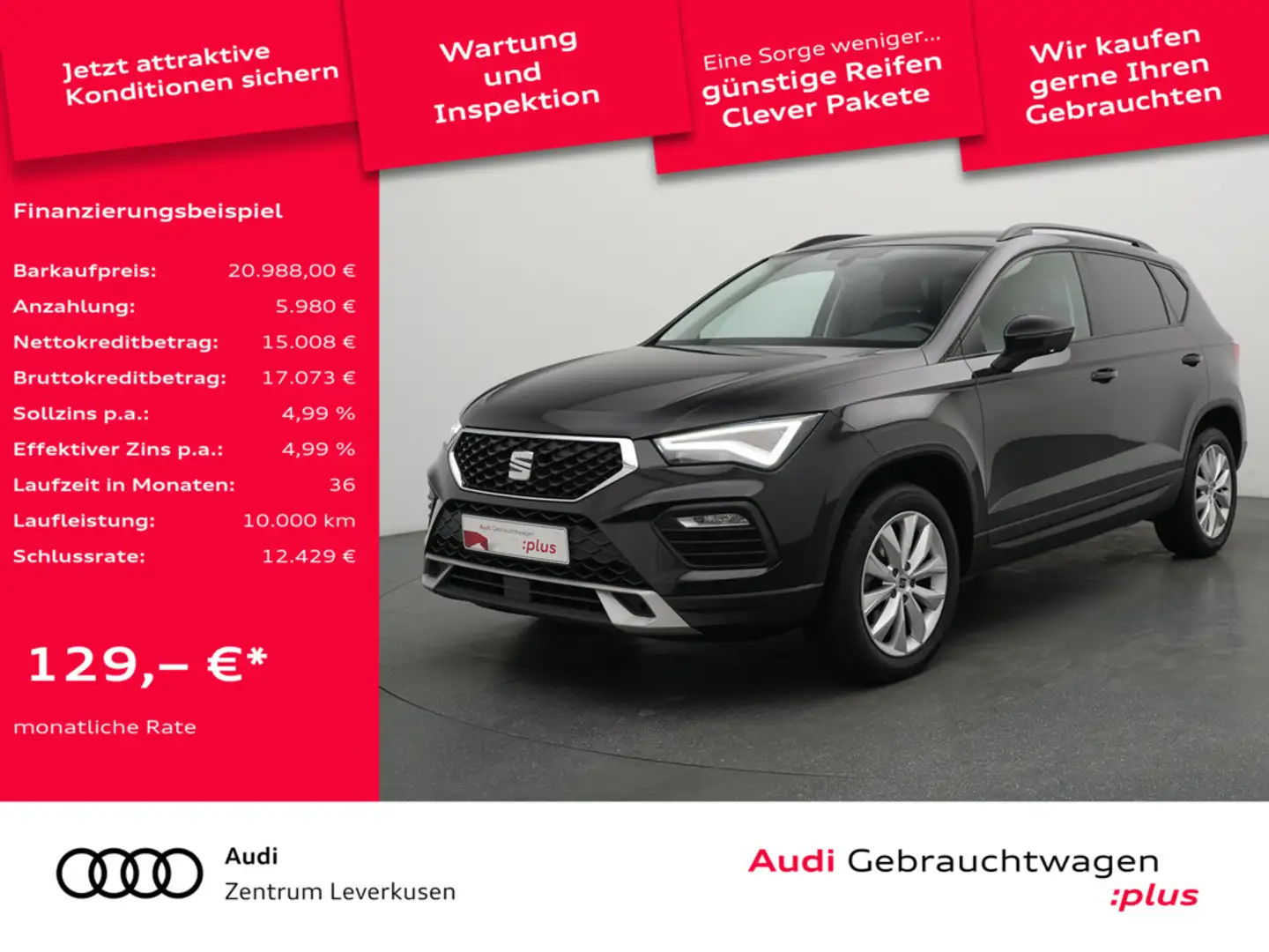SEAT Ateca Style NAVI AHK SHZ CARPLAY LED PDC Schwarz - 1