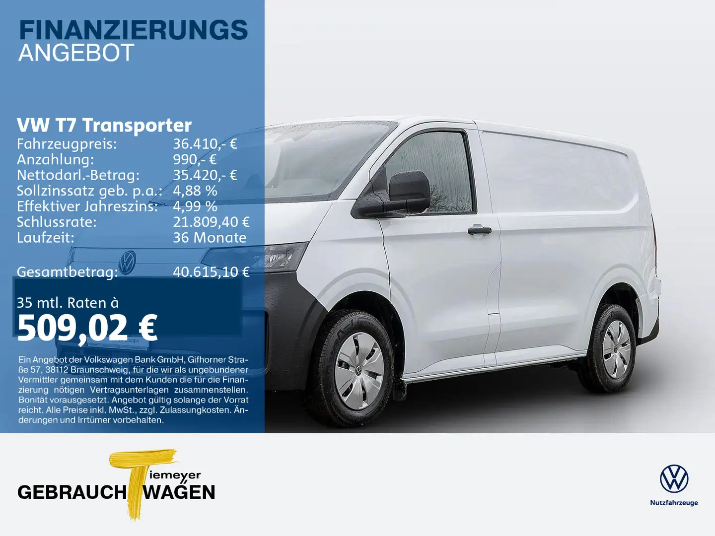 Volkswagen T7 Transporter Kasten 2.0 TDI AHK GJR Doppelsitz Weiß - 1