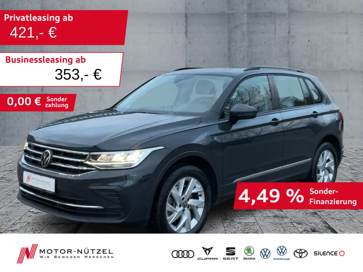 Volkswagen Tiguan 2.0 TDI 4M LIFE LEDER+LED+NAVI+AHK+PANO Grau - 1