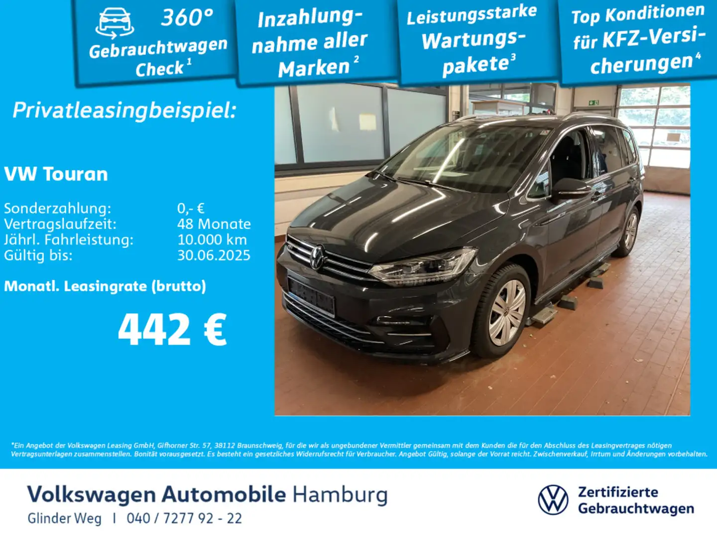 Volkswagen Touran 1.5 TSI Highline DSG Panoramadach 7-Sitze Grau - 1