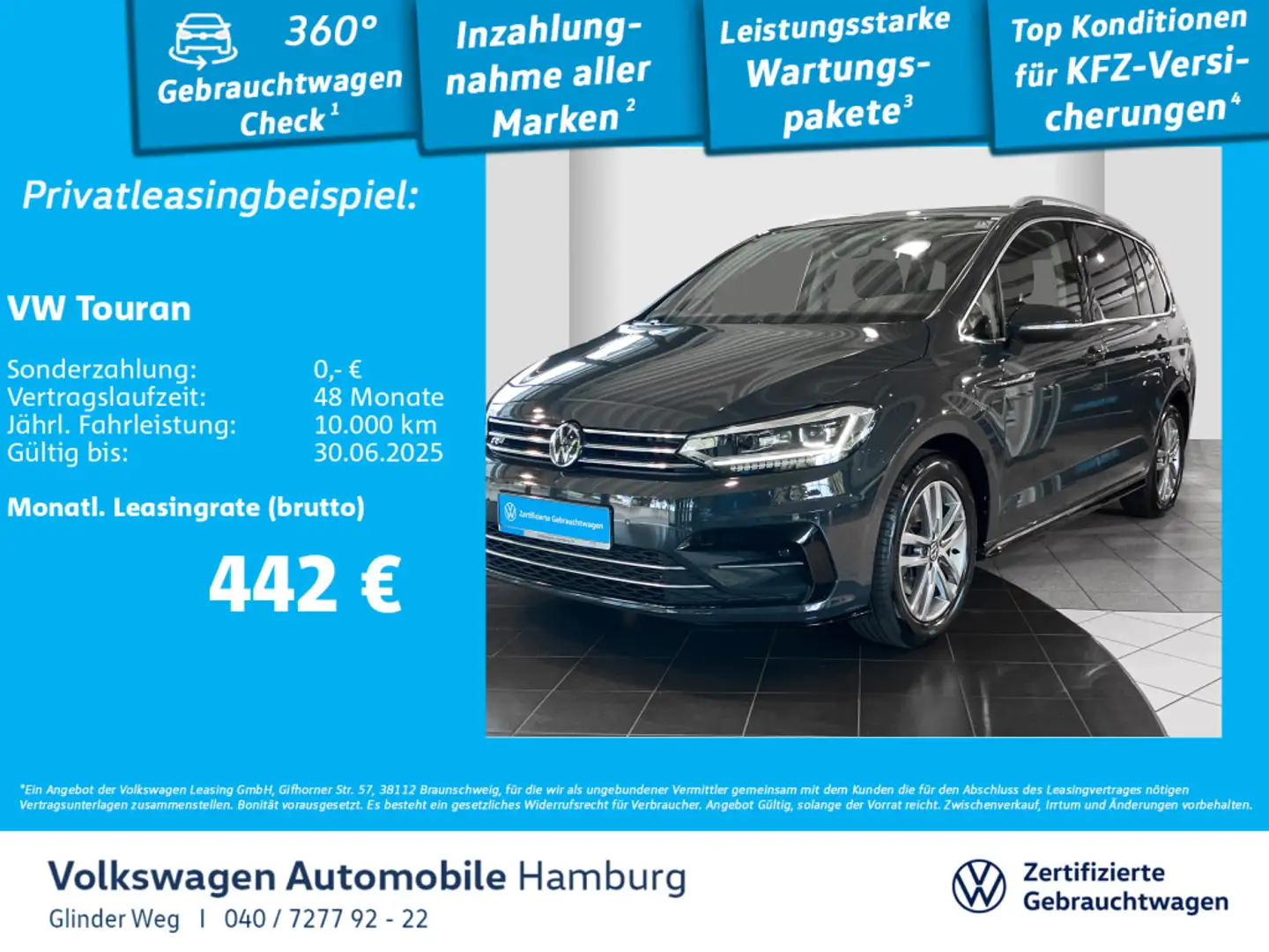 Volkswagen Touran 1.5 TSI Highline DSG Panoramadach 7-Sitze Grijs - 1