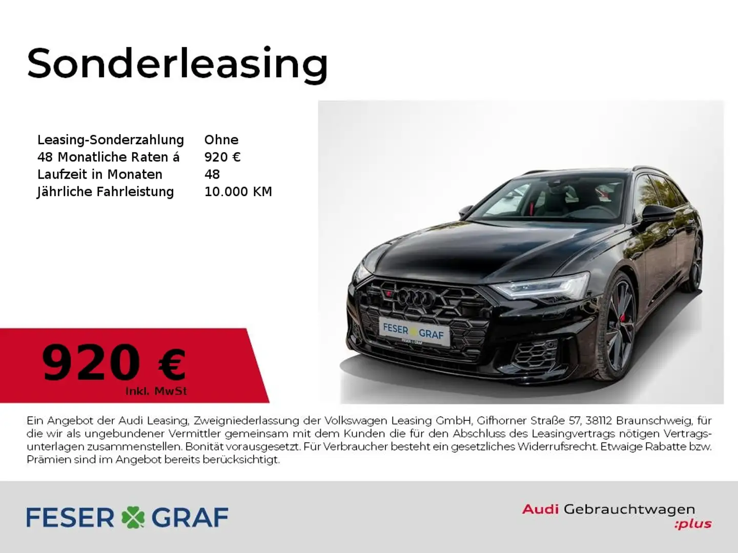 Audi S6 Avant HD-Matrix/Pano/Leder/B&O/HuD Schwarz - 1