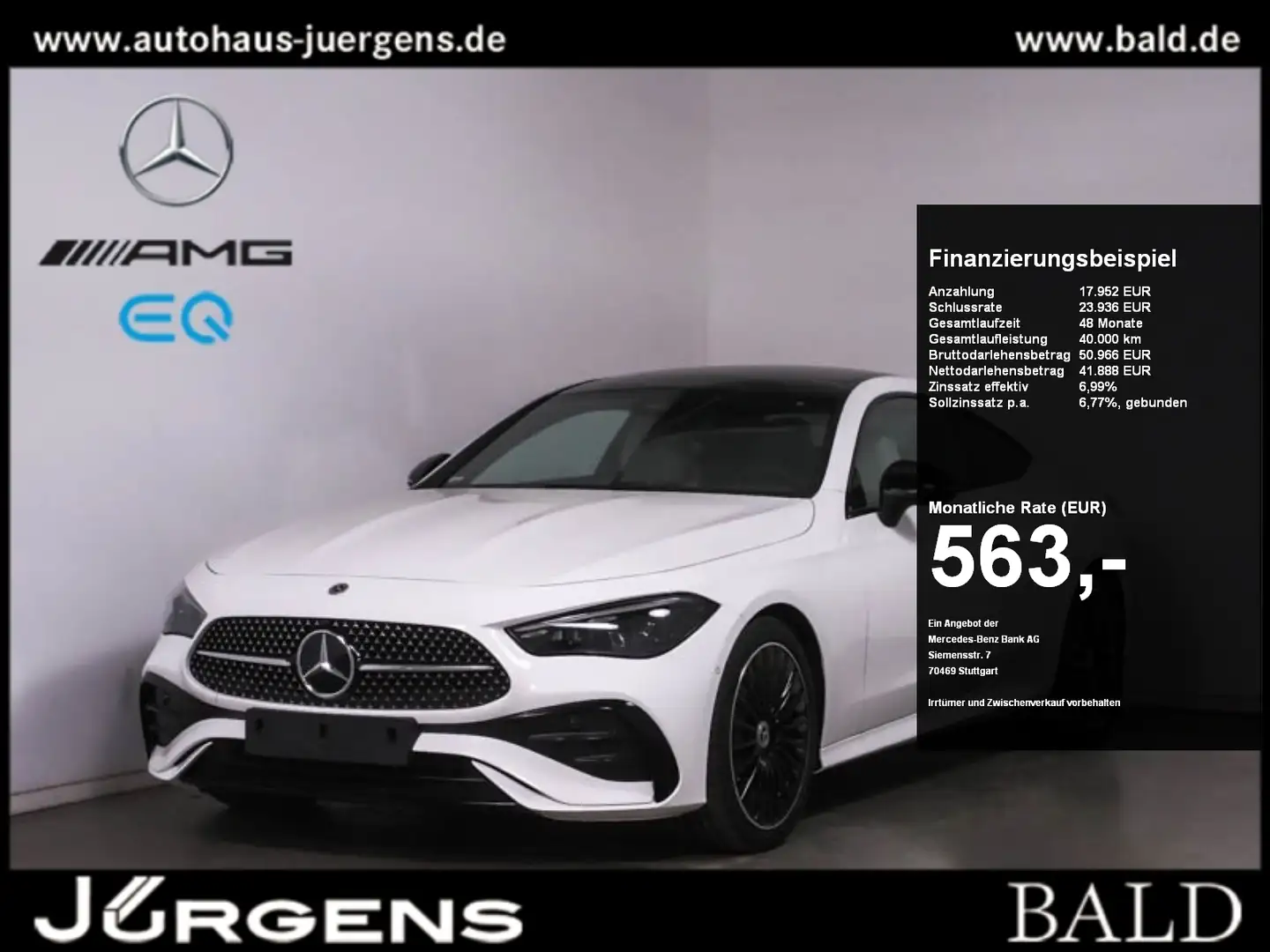 Mercedes-Benz CLE 300 4M Coupé AMG-Sport/360/Pano/Night/Memo Білий - 1