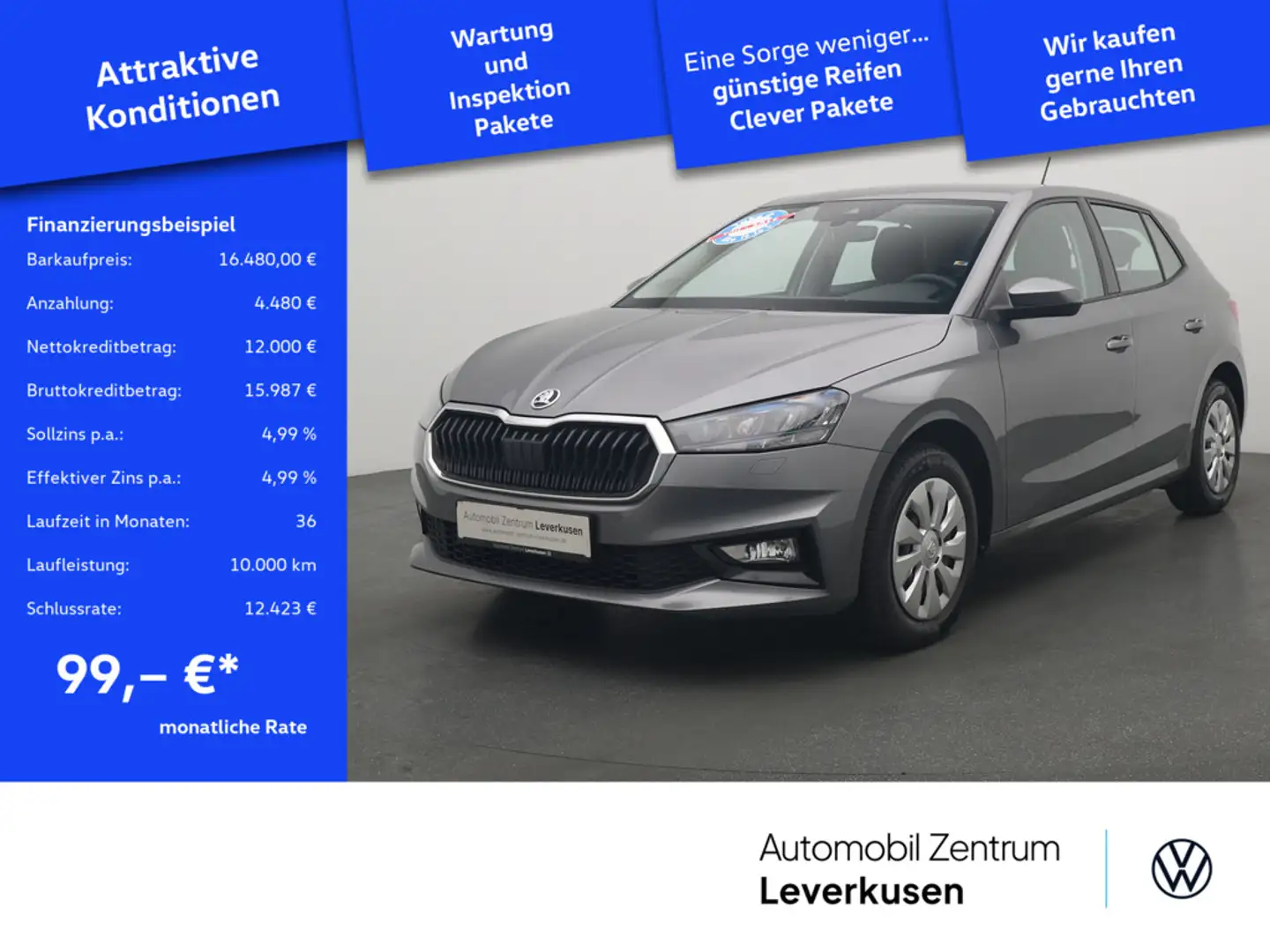 Skoda Fabia Essence VIRT LED AHK PDC KLIMA PORT NAV Grau - 1