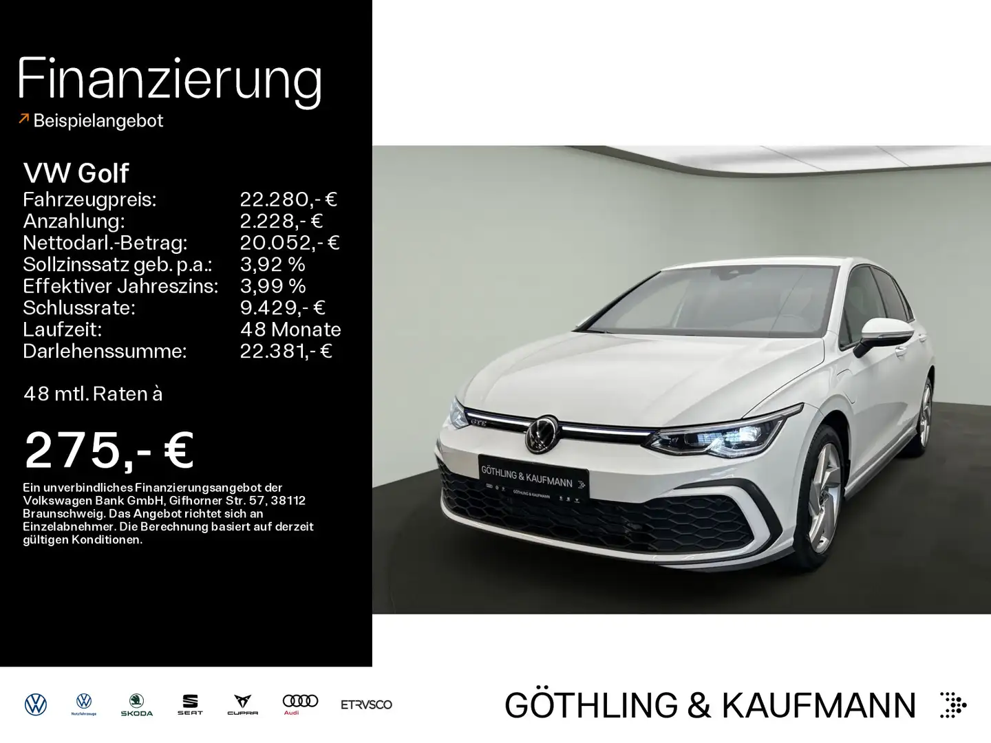 Volkswagen Golf GTE GTE 1.4 eHybrid 180kW*NAVI*SHZ*SPUR*PDC*LED Weiß - 1