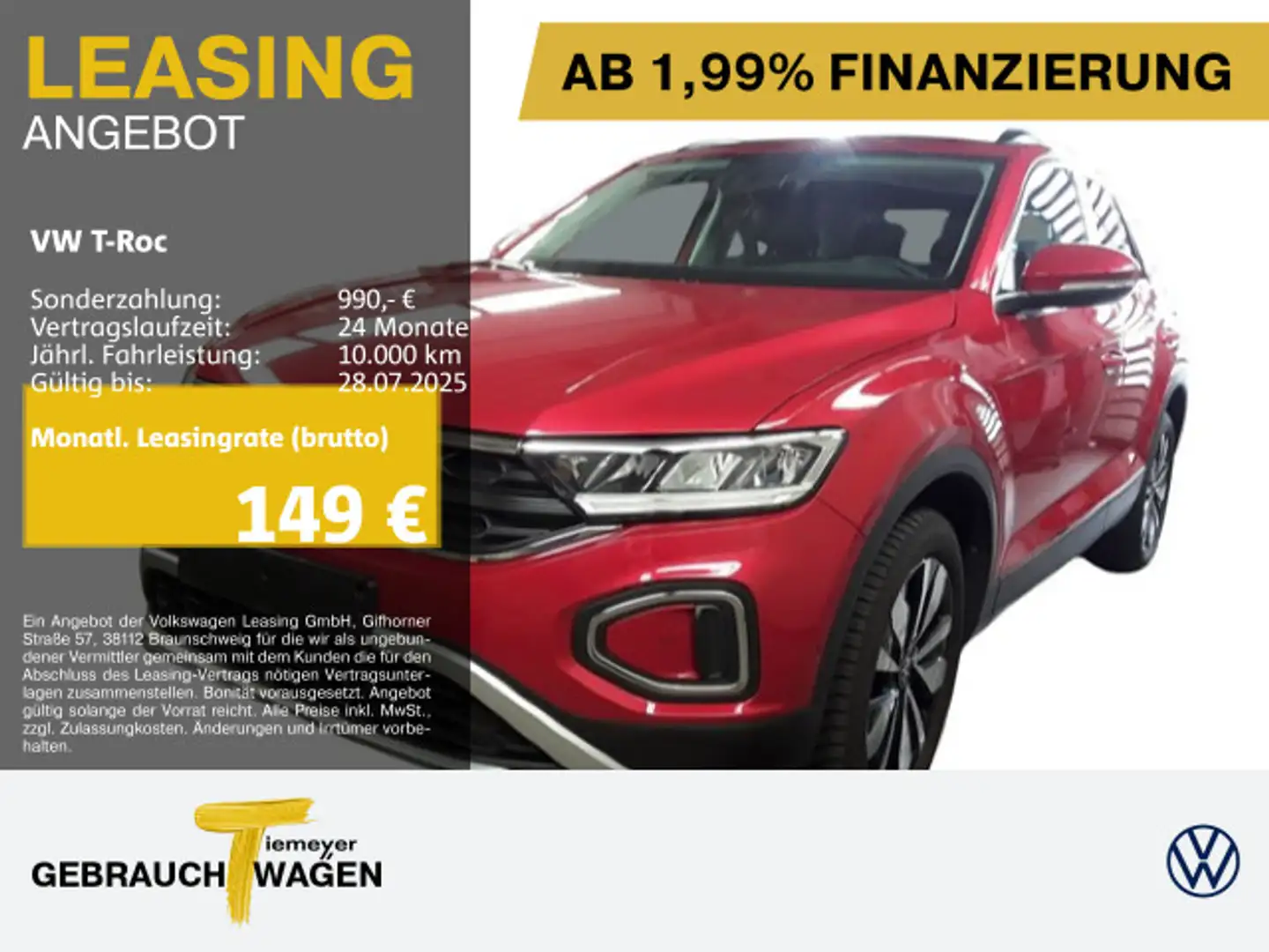 Volkswagen T-Roc 1.0 TSI MOVE ST.HEIZ NAVI LED PRIVACY Rot - 1