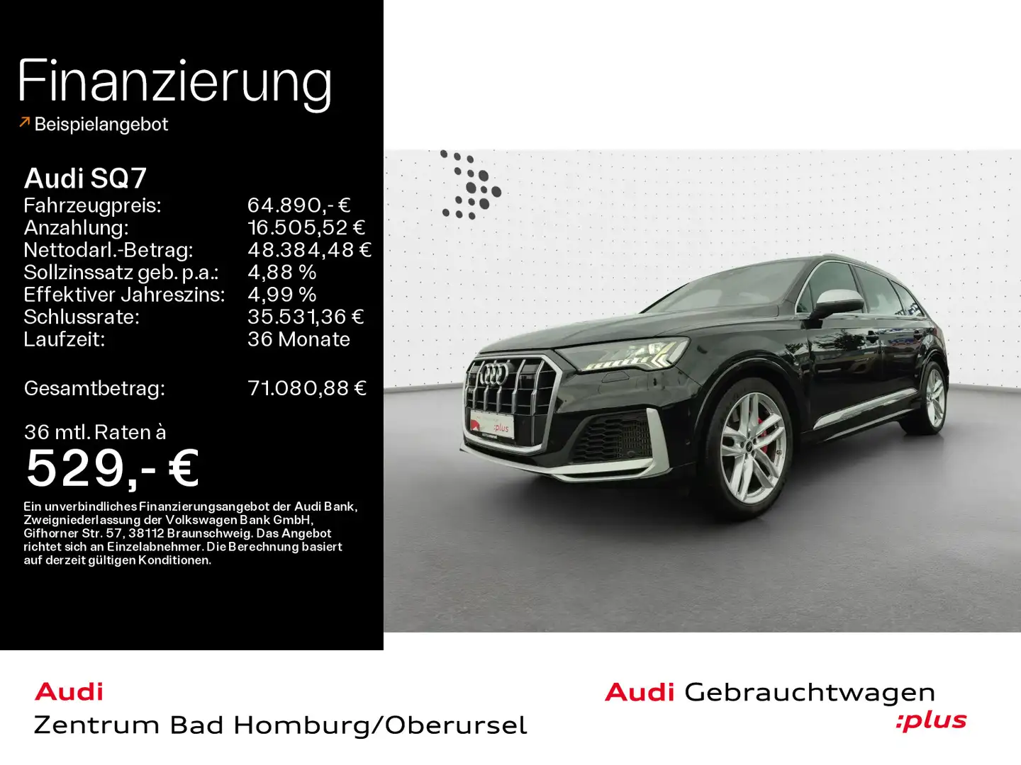 Audi SQ7 4.0 TFSI quattro S line*Navi*Matrix*Alu*AHK* Schwarz - 1