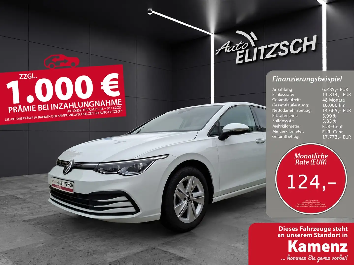 Volkswagen Golf VIII eTSI DSG Matrix Navi AID ACC RFK SH Weiß - 1