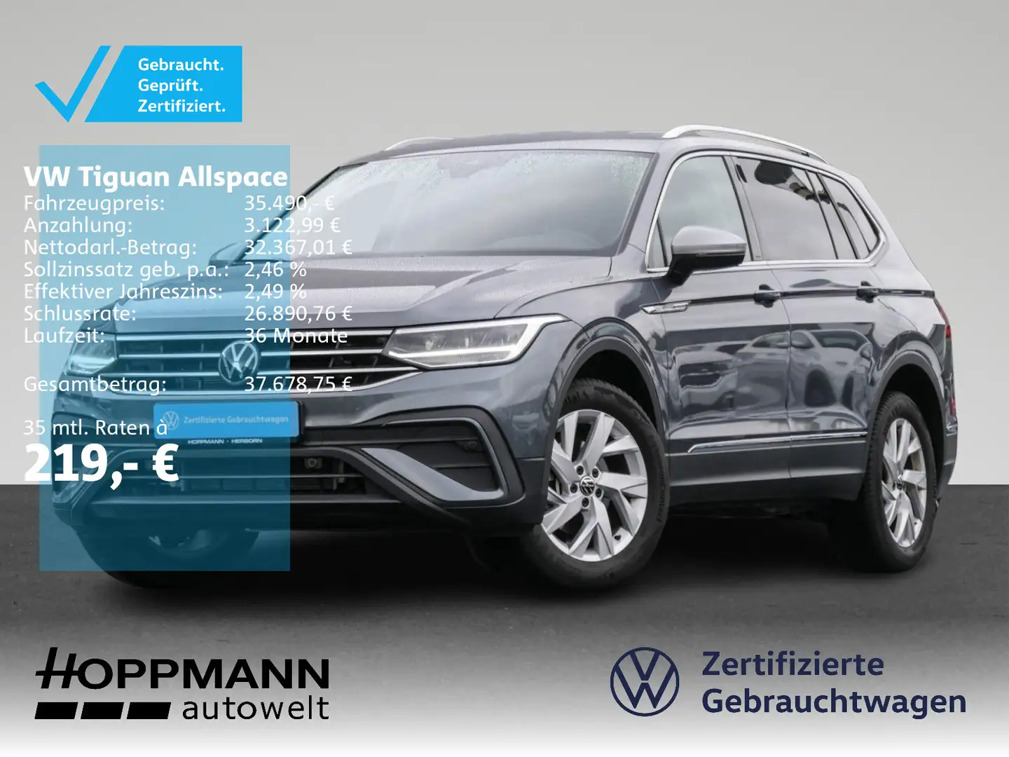 Volkswagen Tiguan Allspace 2.0 TDI 7-Sitzer AHK KAMERA NAVI Grau - 1