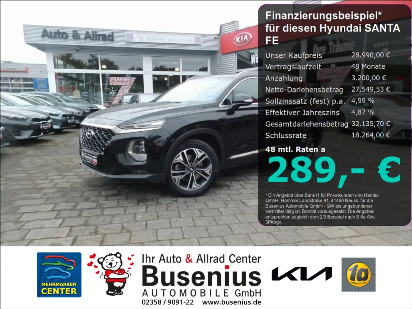 Hyundai SANTA FE 2.2 CRDi AWD Premium+Pano+Navi+LED Schwarz - 1