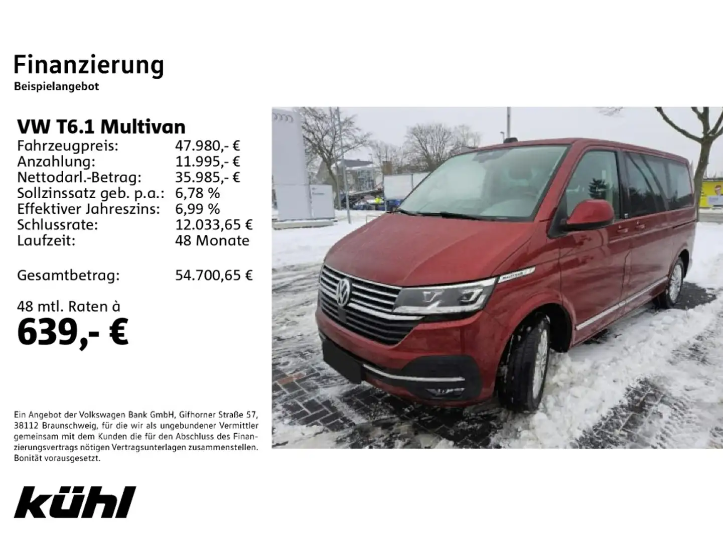 Volkswagen T6.1 Multivan 2.0 TDI DSG Generation Six LED/ACC Rot - 2