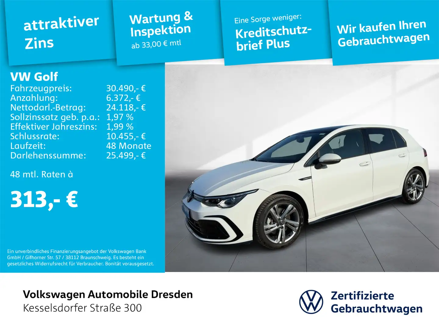 Volkswagen Golf VIII 2.0 TSI DSG AHZV LED Navi Wit - 1