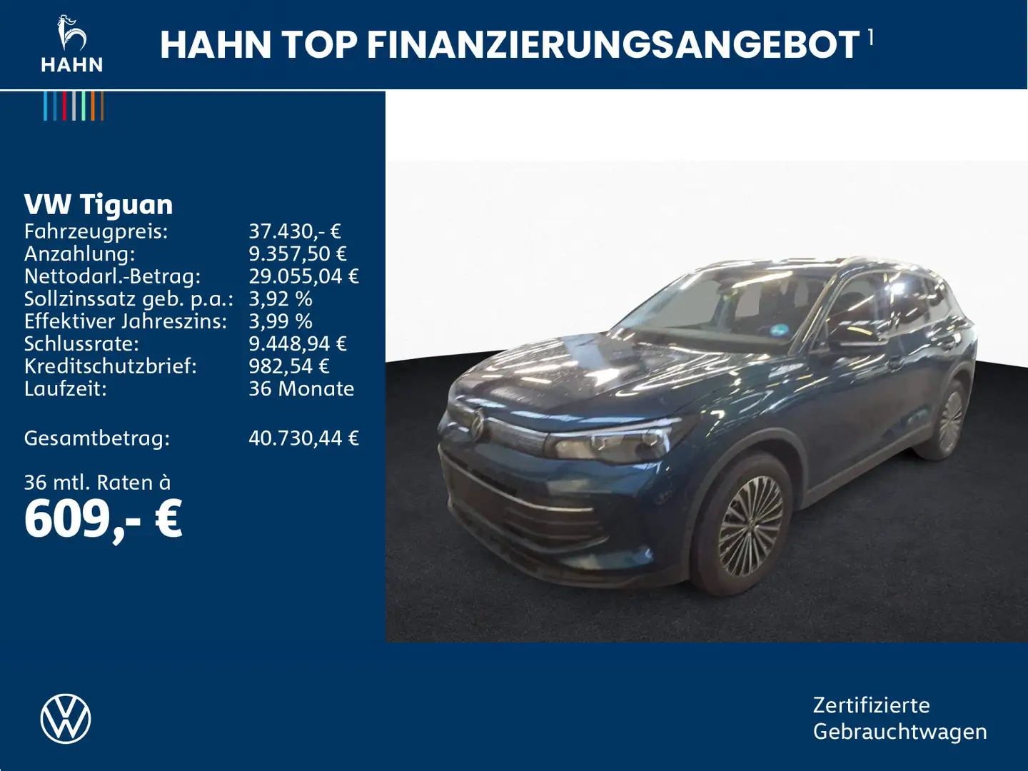 Volkswagen Tiguan 2.0TDI DSG Goal 360° ACC AHK LED+ SHZ Nav Blau - 2