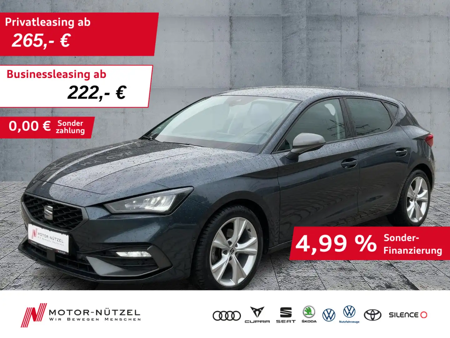 SEAT Leon 2.0 TDI DSG FR-LINE LED+NAV+ACC+SHZ+PDC+RFK Grau - 1