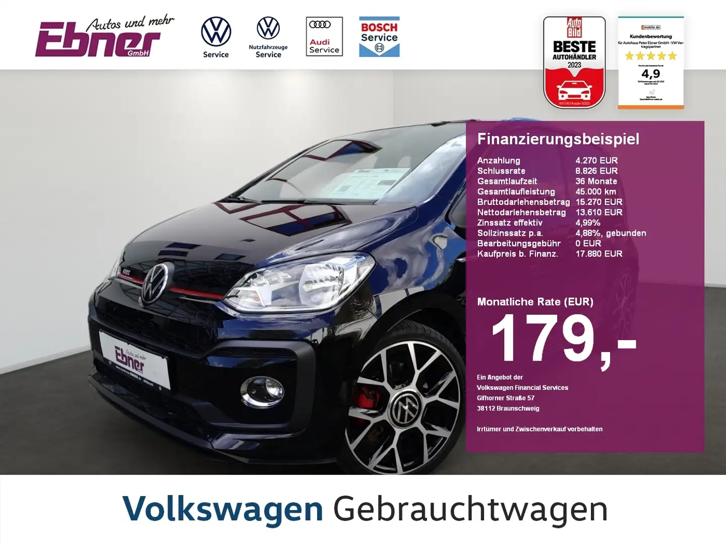 Volkswagen up! GTI 116PS 4-TÜRER KAMERA+BEATS+GRA+SITZHZG+PDC+17 Noir - 1