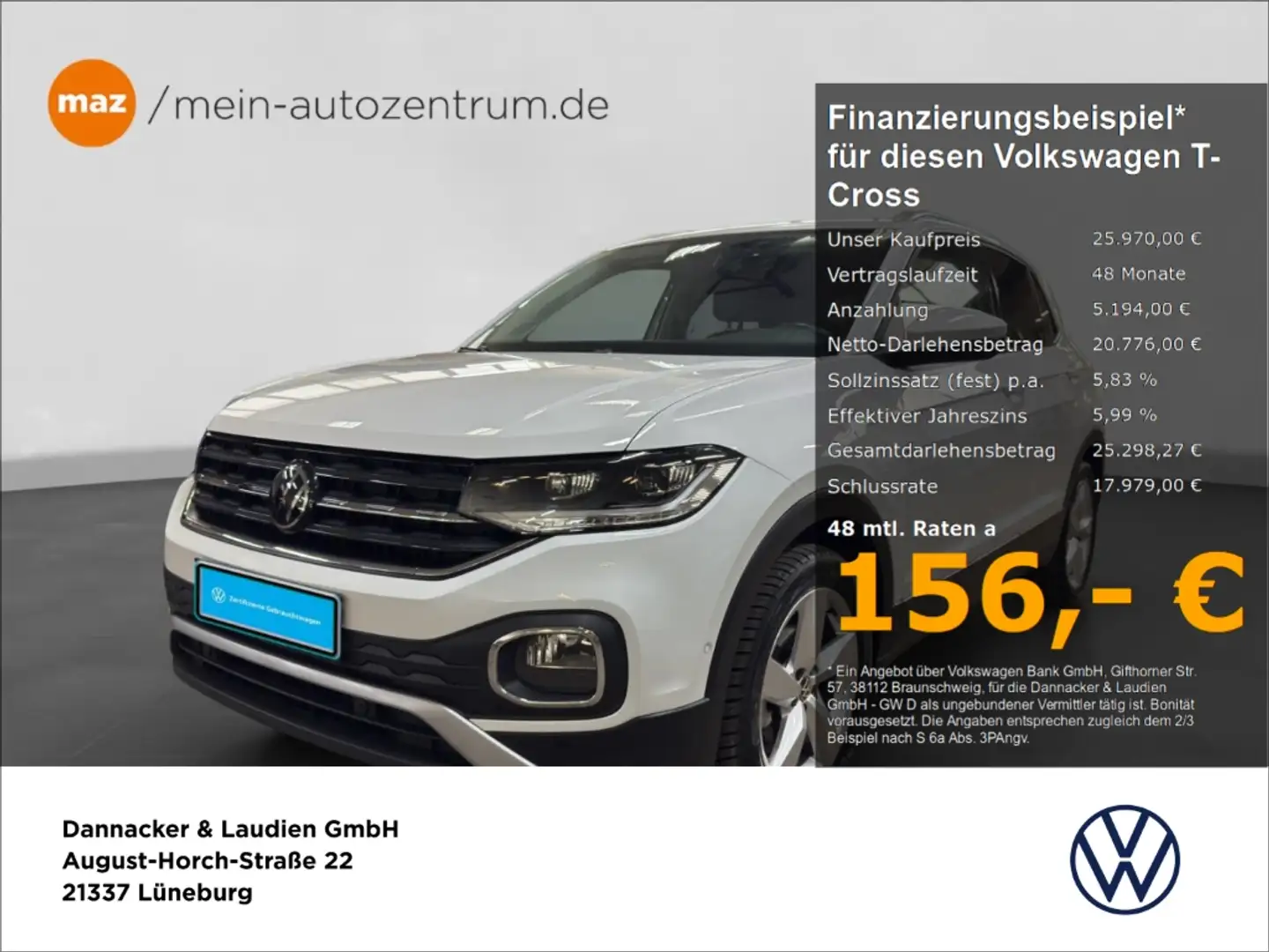 Volkswagen T-Cross Style 1.0 l TSI OPF 110 PS 7-Gang-DSG Weiß - 1