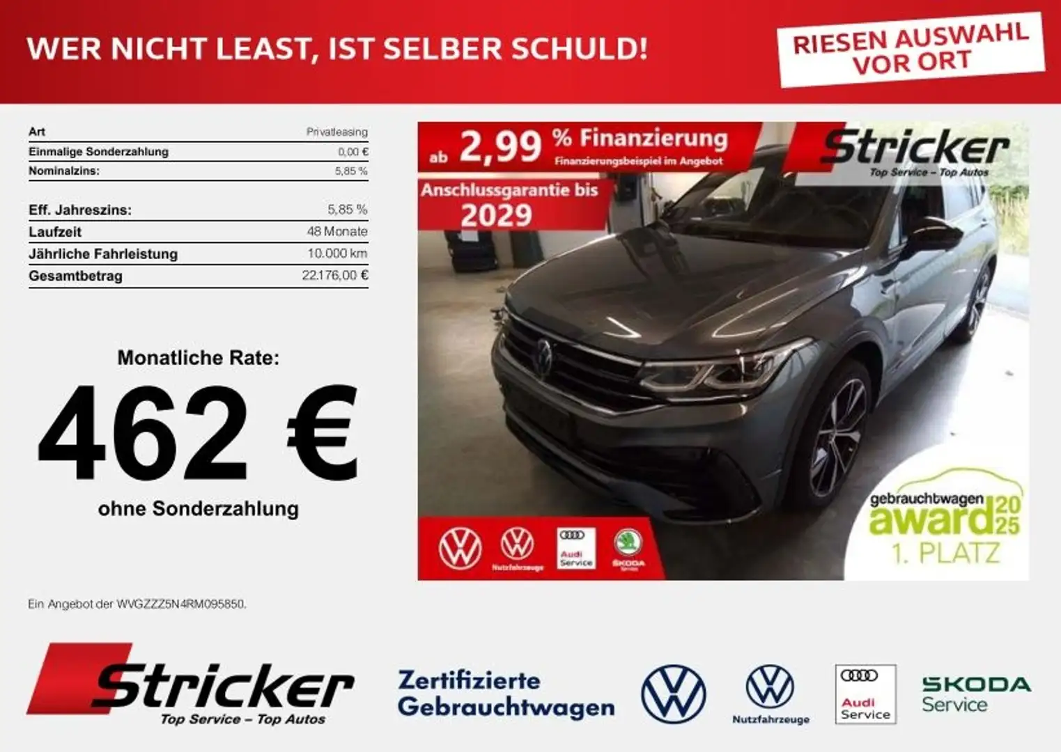 Volkswagen Tiguan Allspace R-Line Black Style 2.0TDI DSG 4M 377,-ohne Anzahl Grau - 2