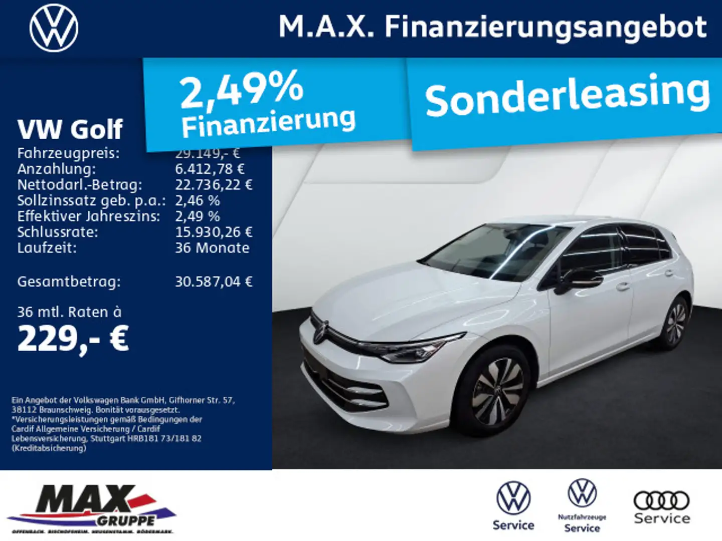 Volkswagen Golf 2.0 TDI DSG GOAL LED+AHK+ACC+APP+ALU+NAVI++ Weiß - 1