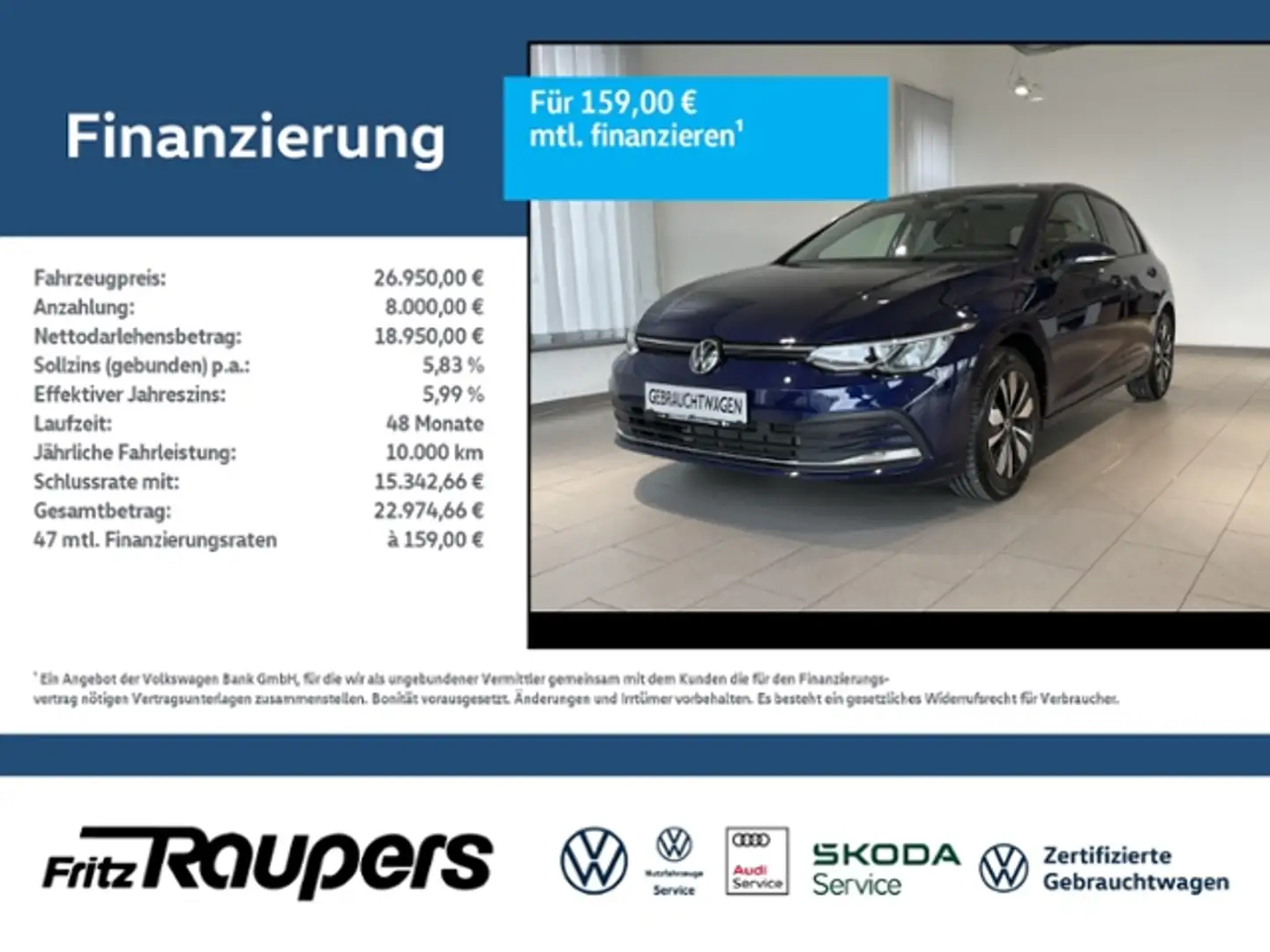 Volkswagen Golf 1.5 eTSI DSG MOVE +KAMERA+ACC+NAVI+SHZ Blau - 1