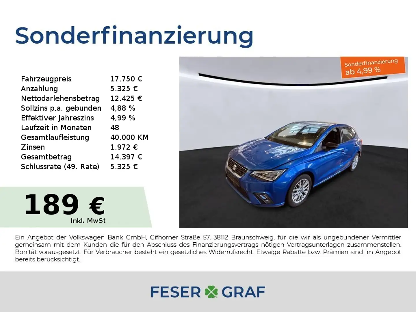 SEAT Ibiza FR 1.0TSI DSG LED Rückfahrkamera Nvigationssystem Blau - 1