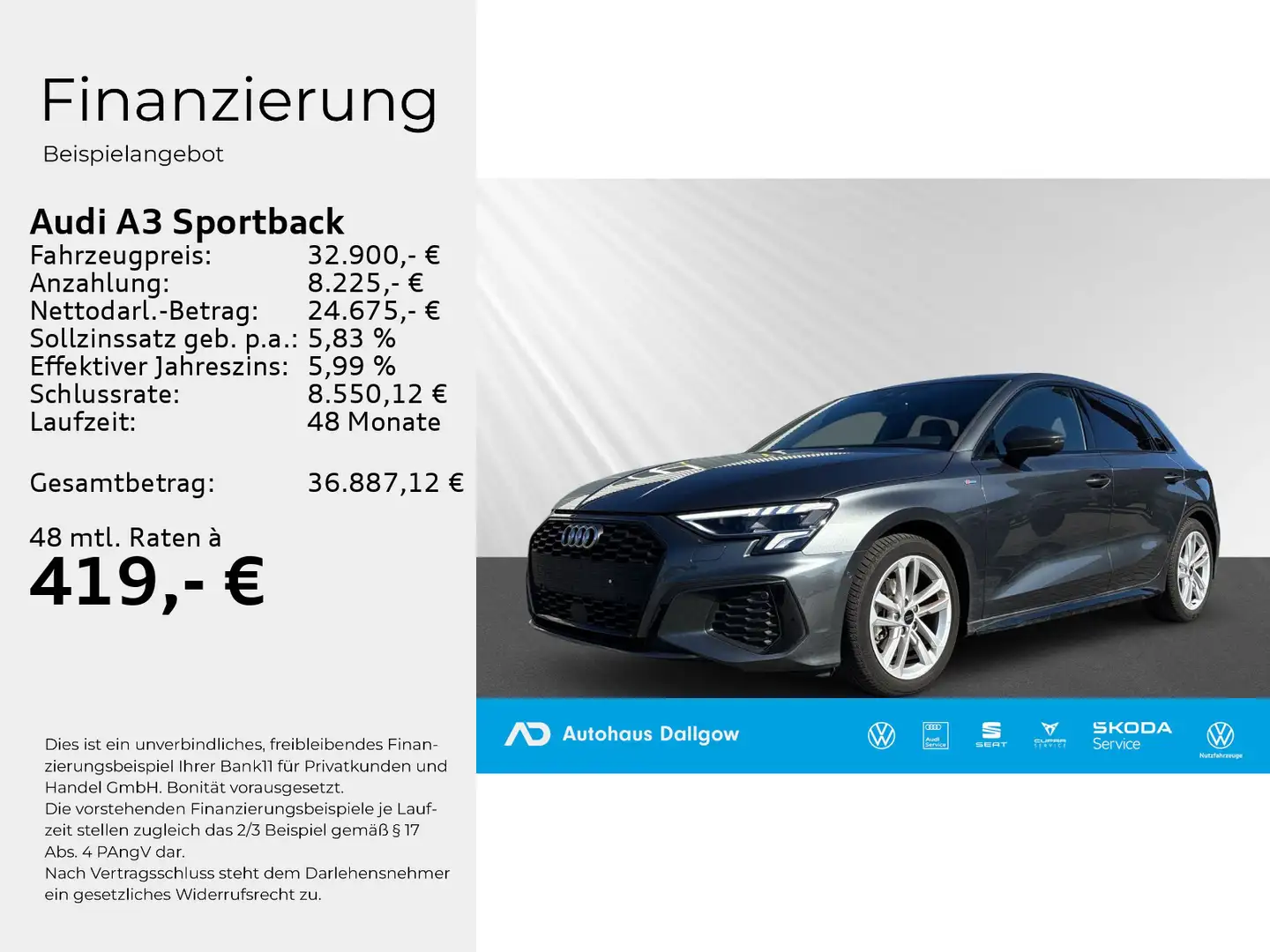 Audi A3 S line 35 TFSI 110(150) kW(PS) S tr Grau - 2