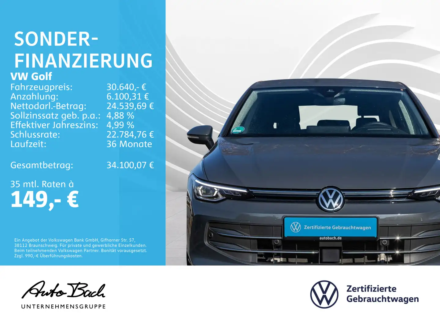 Volkswagen Golf VIII 2.0 TDI DSG Style, Navi, LED-Matrix, R Grau - 2