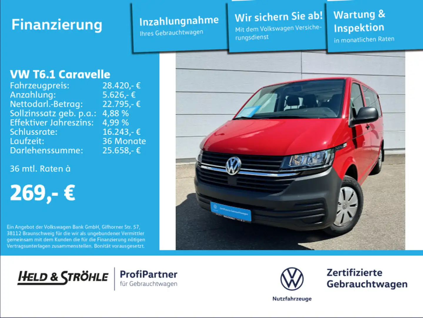Volkswagen T6.1 Caravelle Trendline 2.0 TDI KR KLIMA PDC 9S Rot - 1