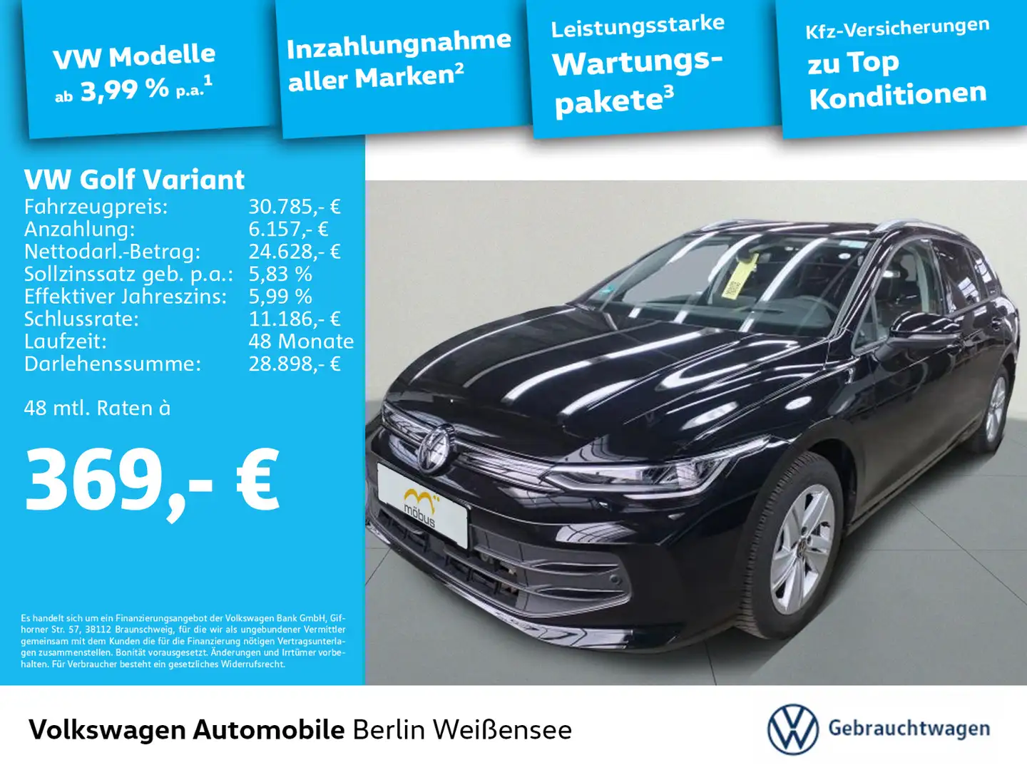 Volkswagen Golf Variant Golf VIII Variant Life TDI DSG*RFK*GJR*HUD*SHZ* Schwarz - 1