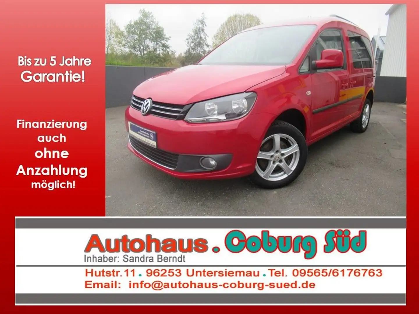 Volkswagen Caddy Comfortline 4Motion 5-SITZER AHK SHZG PDC Rouge - 1