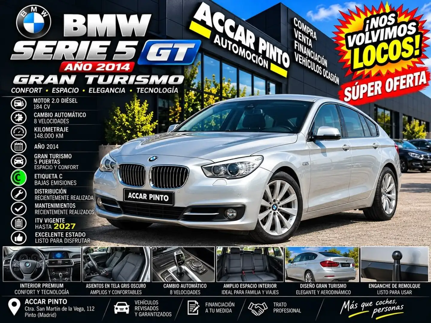 BMW 520 520dA Gran Turismo Gris - 1