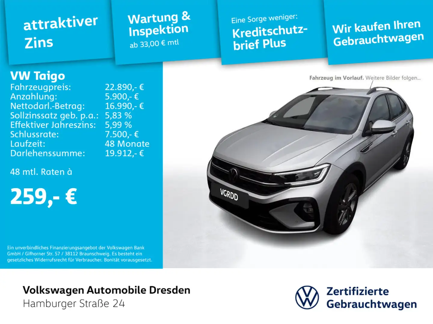 Volkswagen Taigo R-Line 1.0 TSI DSG LED KAMERA APP TRAVEL Silber - 1