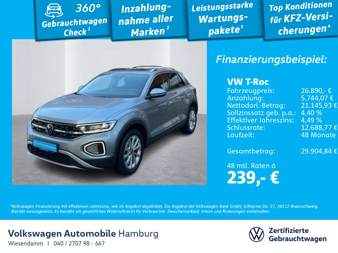 Volkswagen T-Roc 1.5 TSI DSG Style PANO/KAMERA/LED/NAVI/ACC Silber - 1