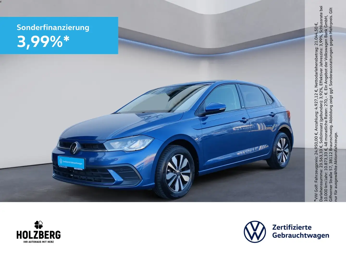 Volkswagen Polo VI 1.0 TSI DSG Move NAVI+AHK+RFK+ACC+SHZ Bleu - 1