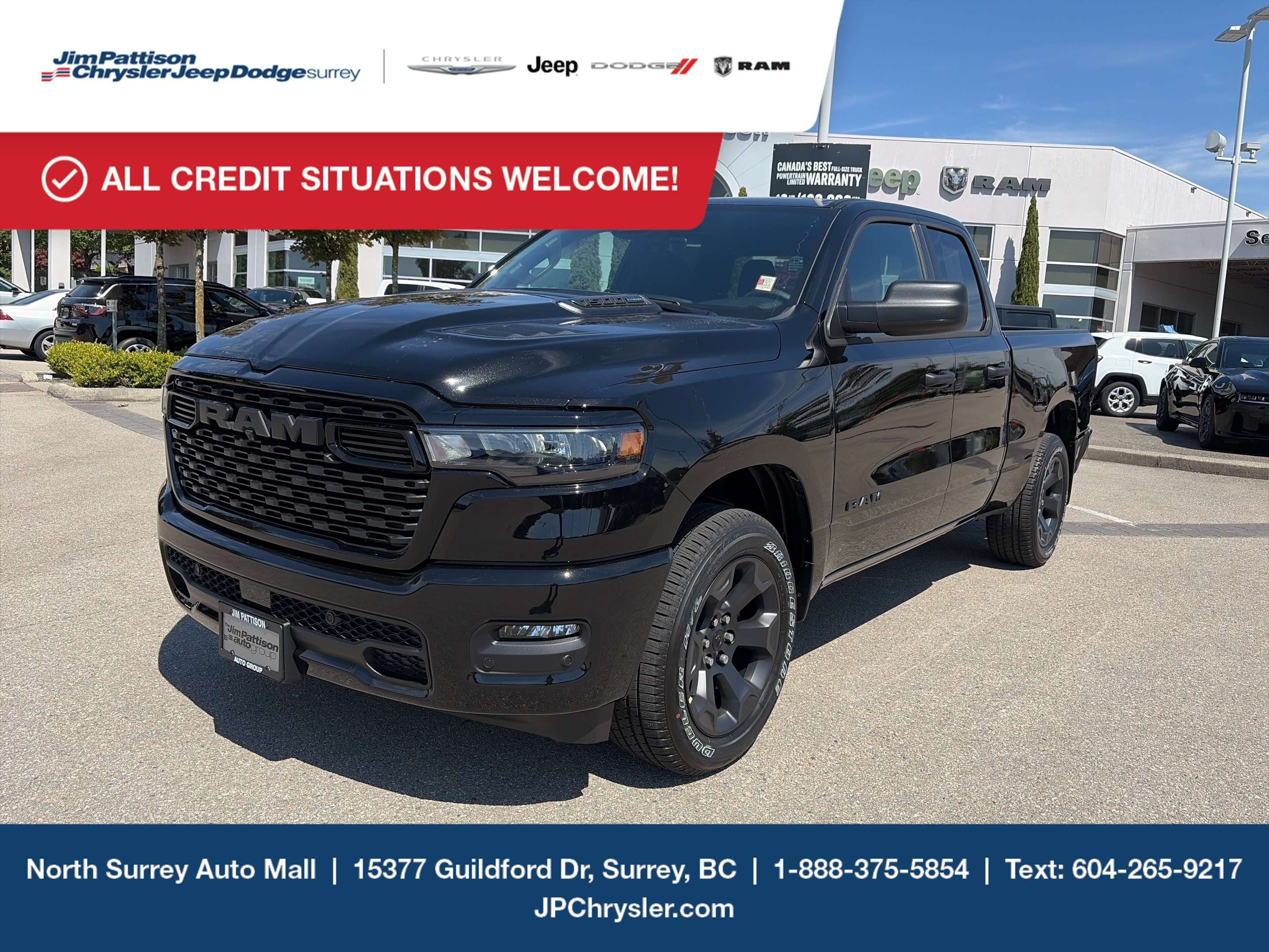 Black 2026 RAM 1500 Pickup Truck Four-Wheel Drive