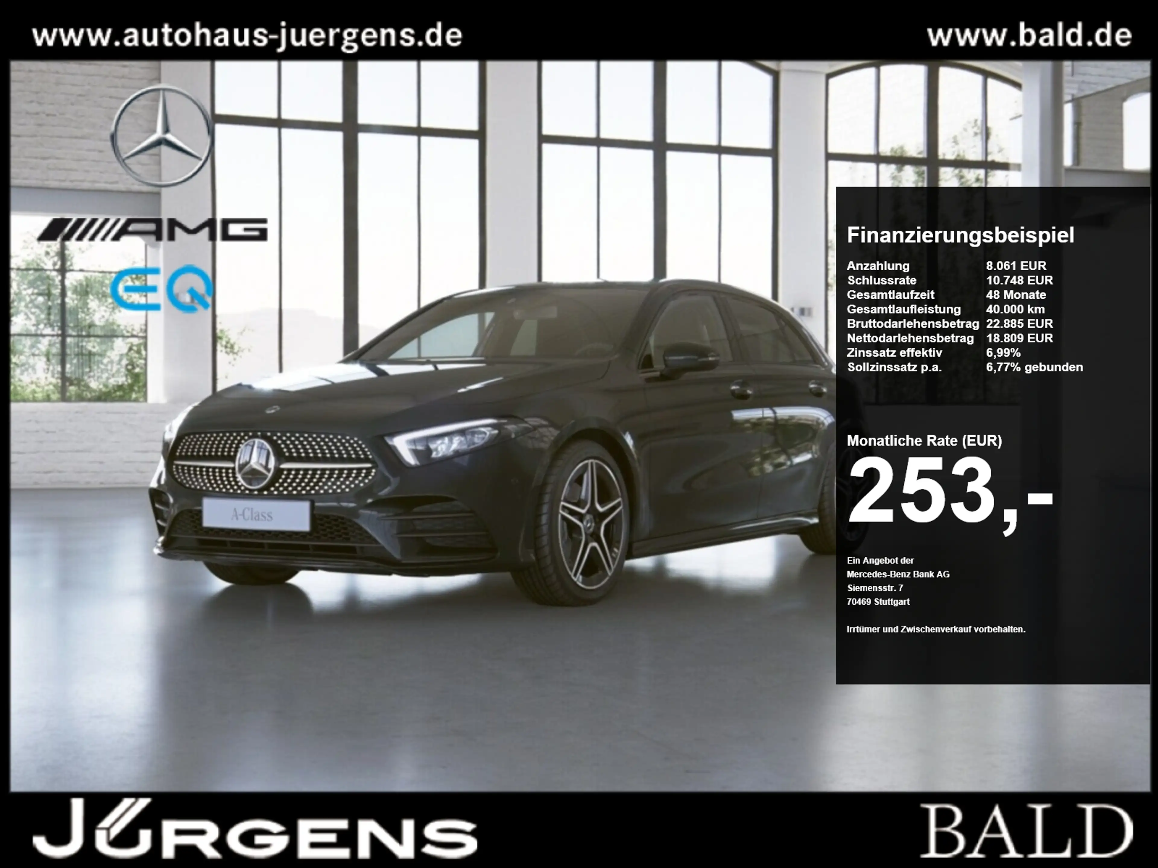 Mercedes-Benz A 200 AMG-Sport+Night+Ambiente+Cam+LED+Navi+Totw