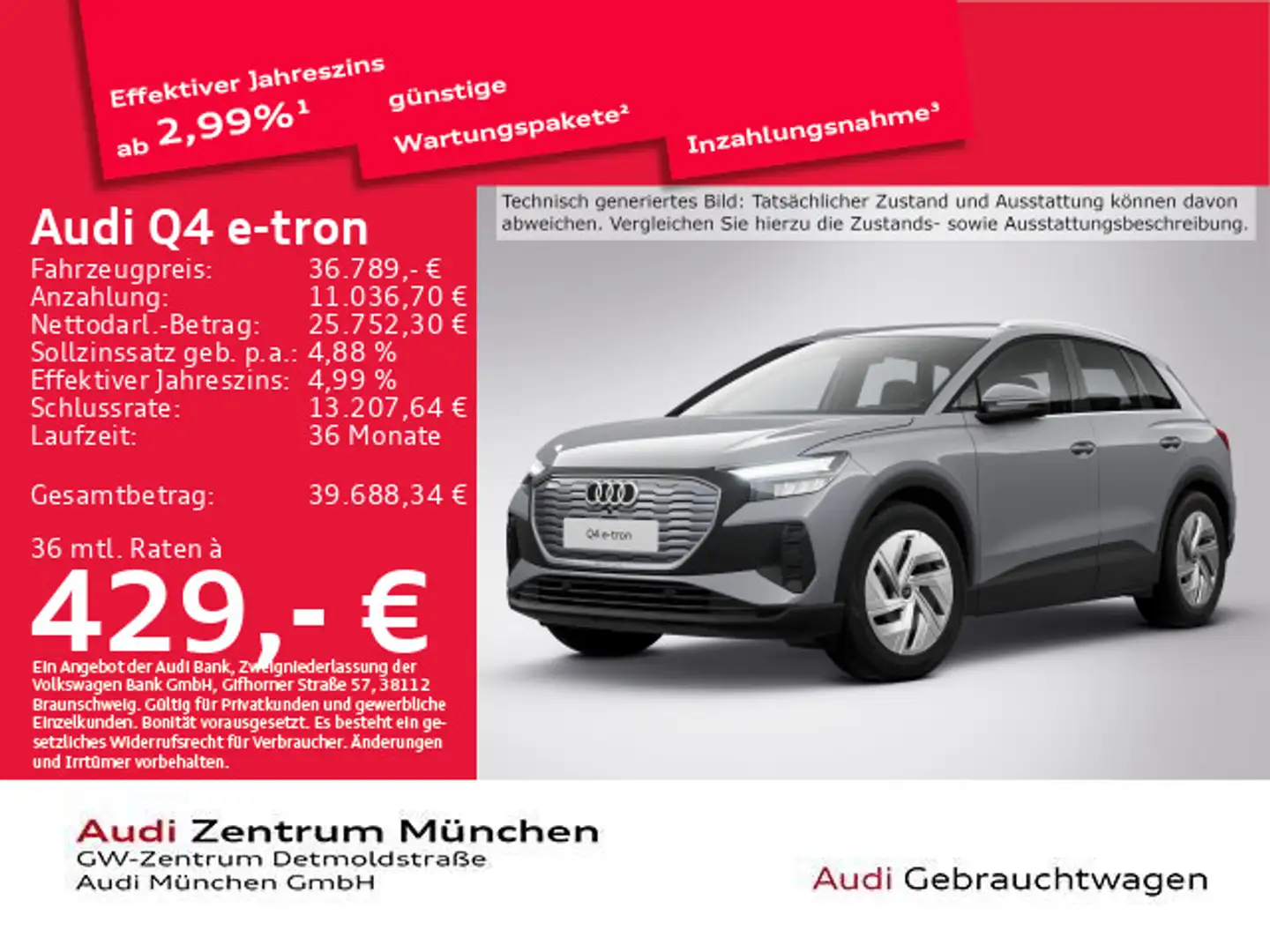 Audi Q4 e-tron 40 ACC/HuD/Navi+ Gris - 1