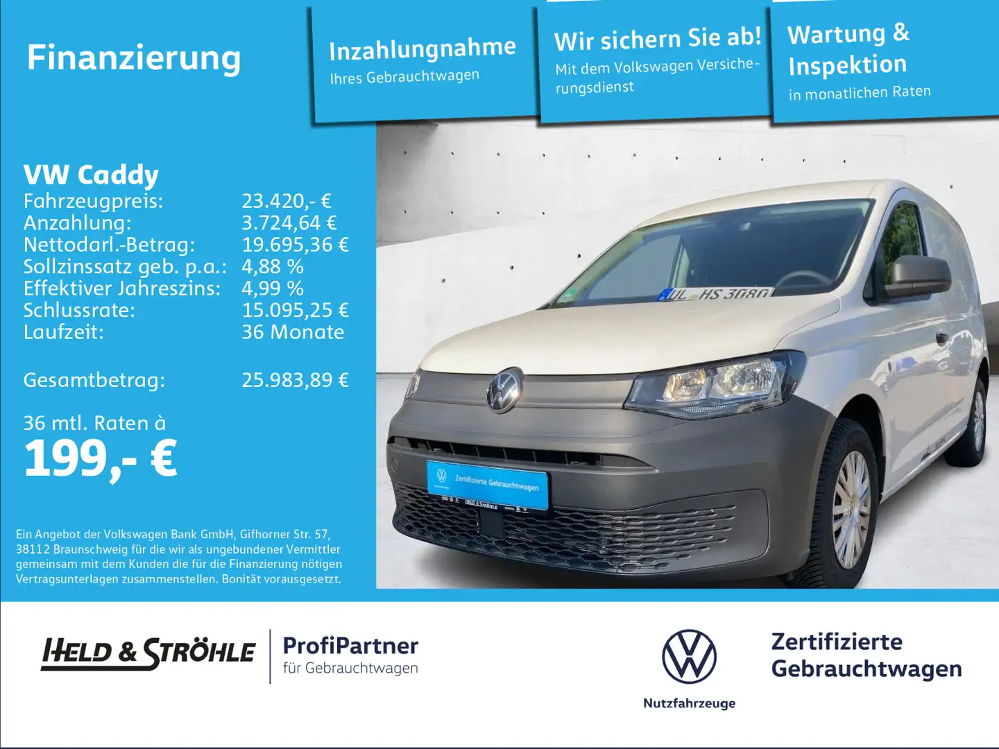Volkswagen Caddy Kasten 2.0 TDI AHK-VORB. DAB+ KLIMA  PDC Weiß - 1