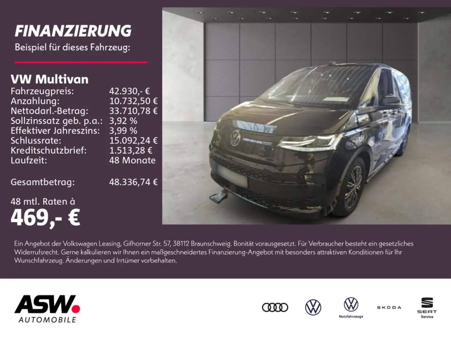 Volkswagen T7 Multivan T7 Multivan 1.4 eHybrid DSG LED Navi RFK PDC VC Schwarz - 1