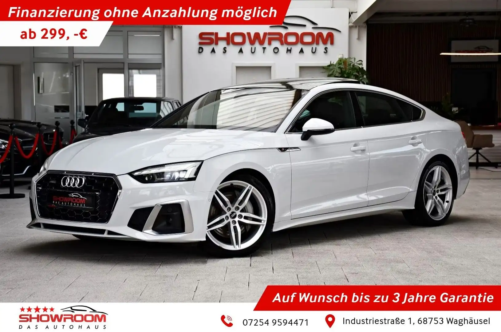 Audi A5 Sportback 50 TDI quattro S line 1.Hand 19% Mw Weiß - 1
