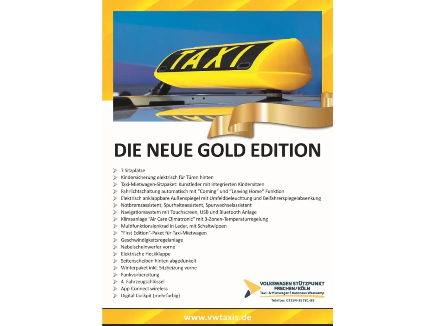 Volkswagen Touran TAXI DIE GOLD-EDITION Gelb - 1