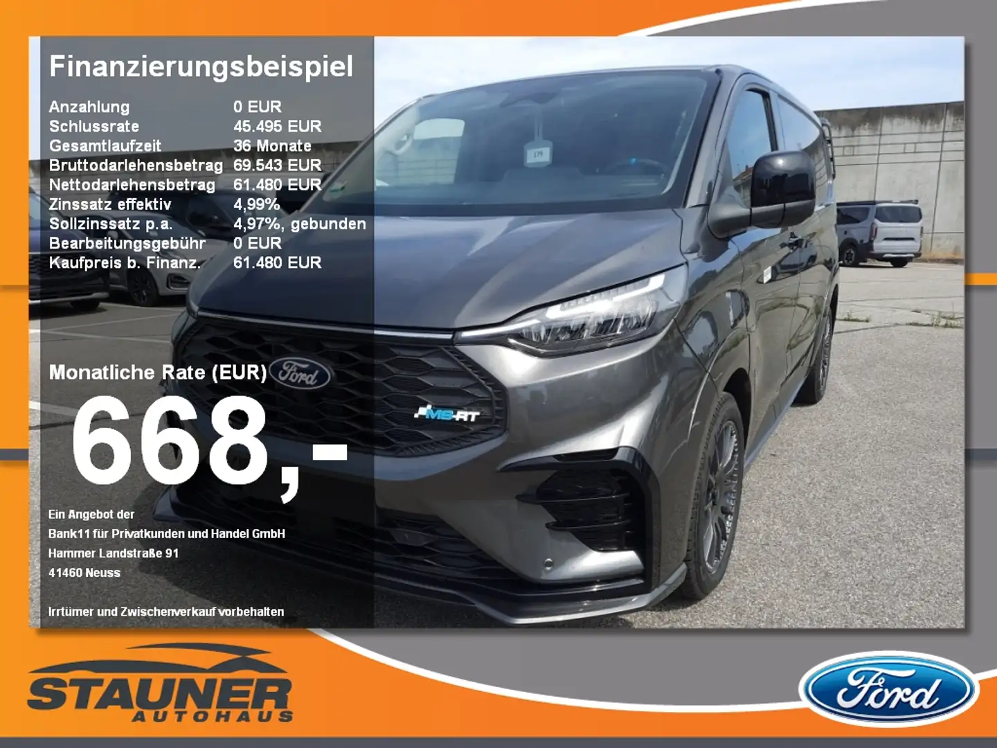 Ford Transit Custom MS-RT 2.0l EcoBlue 320 L1 AHK Grijs - 1