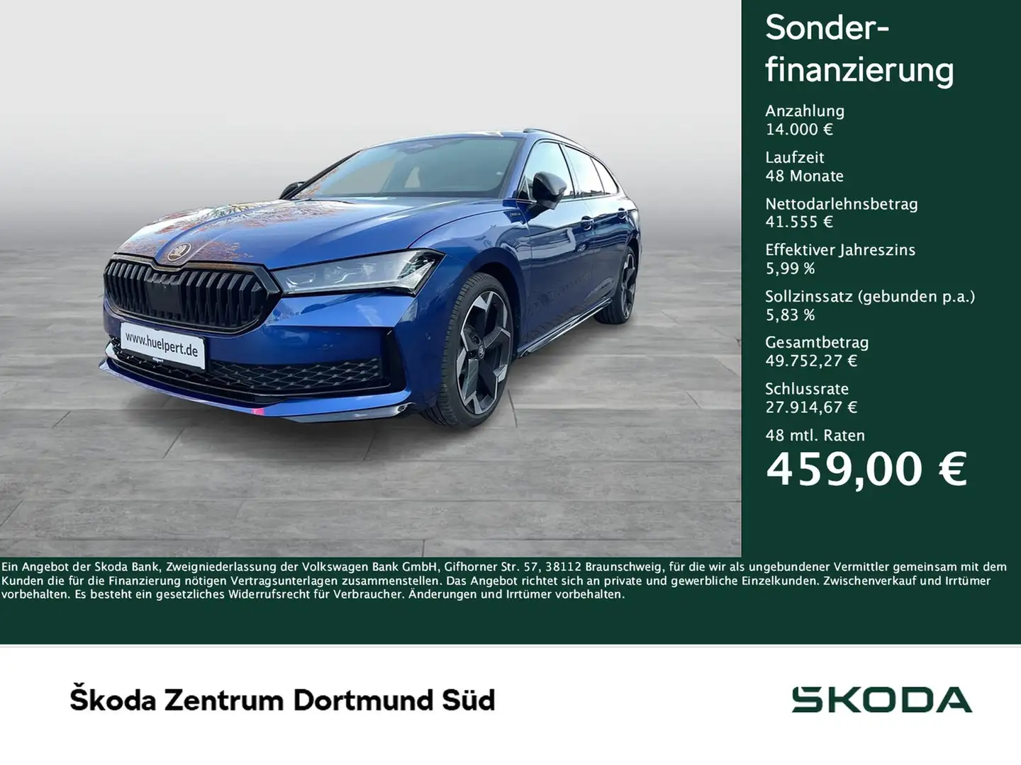 Skoda Superb Combi 2.0TDI DSG 4x4 Sportline AHK HuD PANO STA... Blau - 1