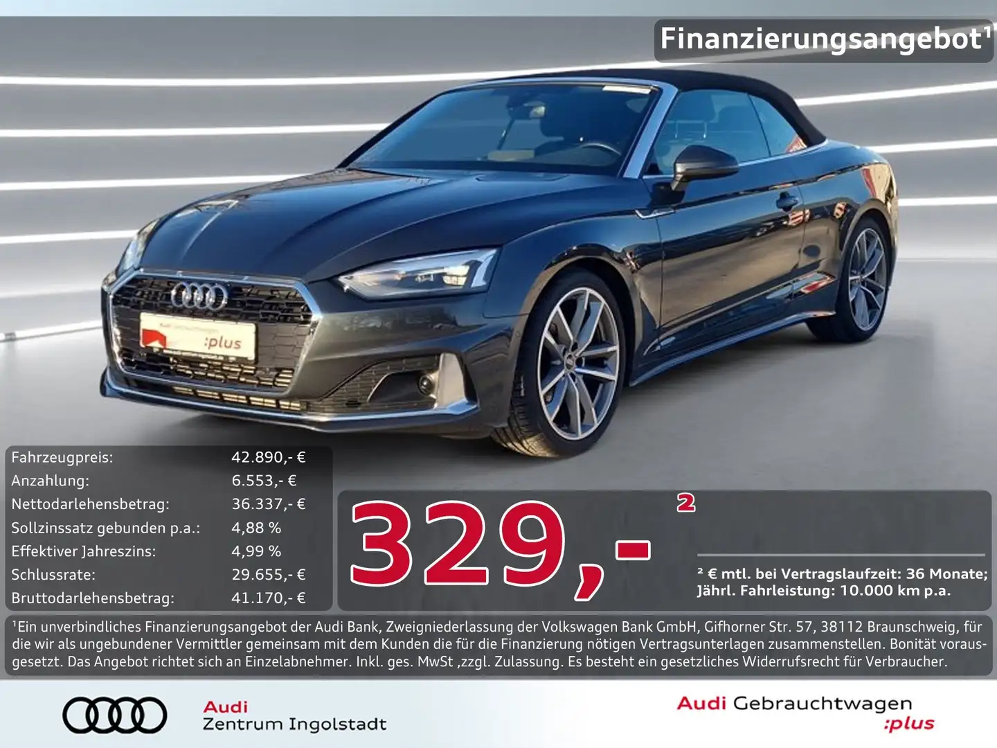 Audi A5 Cabriolet 35 TFSI AHK ACC NAVI 19" Advanced Grau - 1