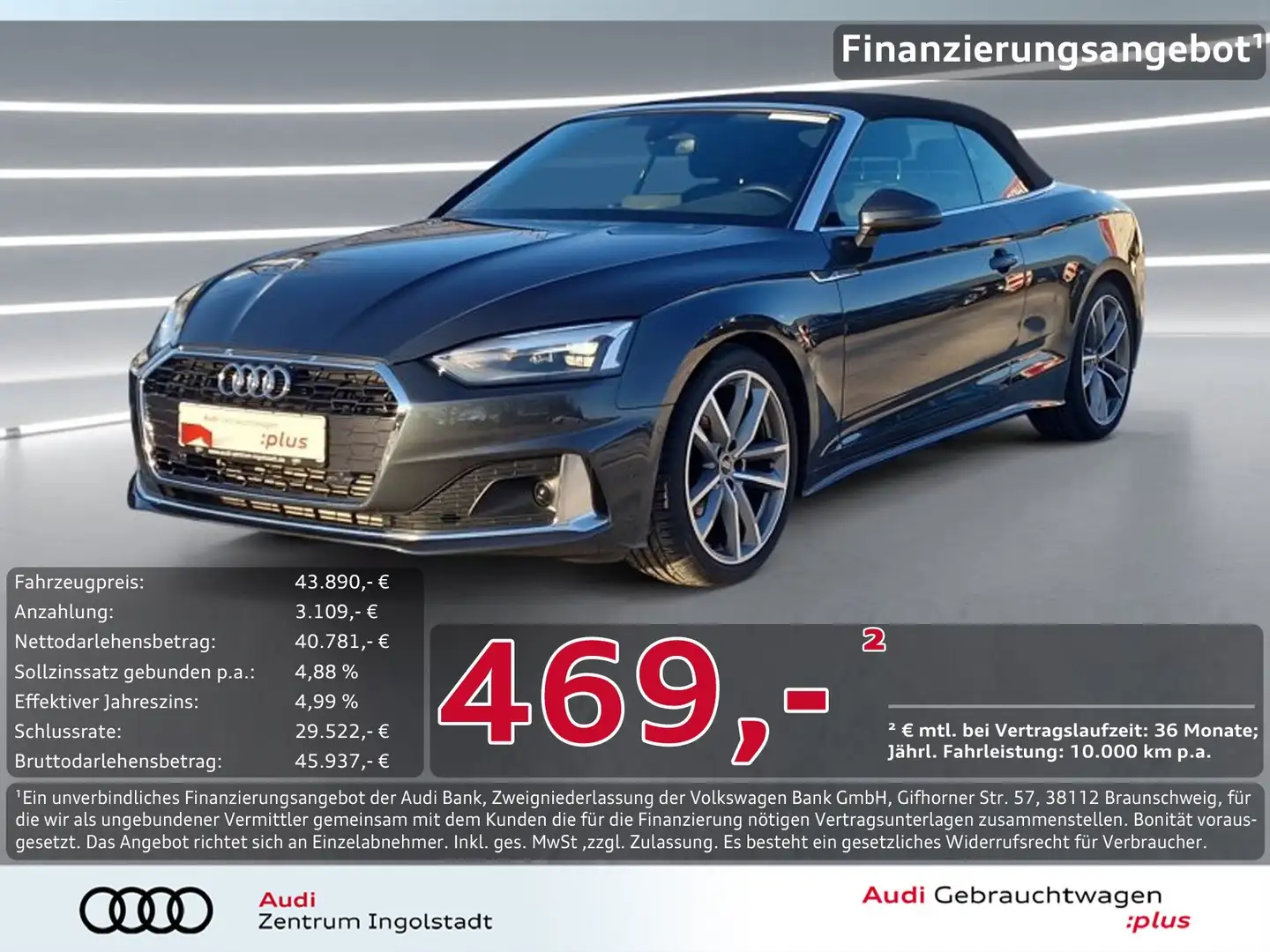Audi A5 Cabriolet 35 TFSI AHK ACC NAVI 19" Advanced Grau - 1