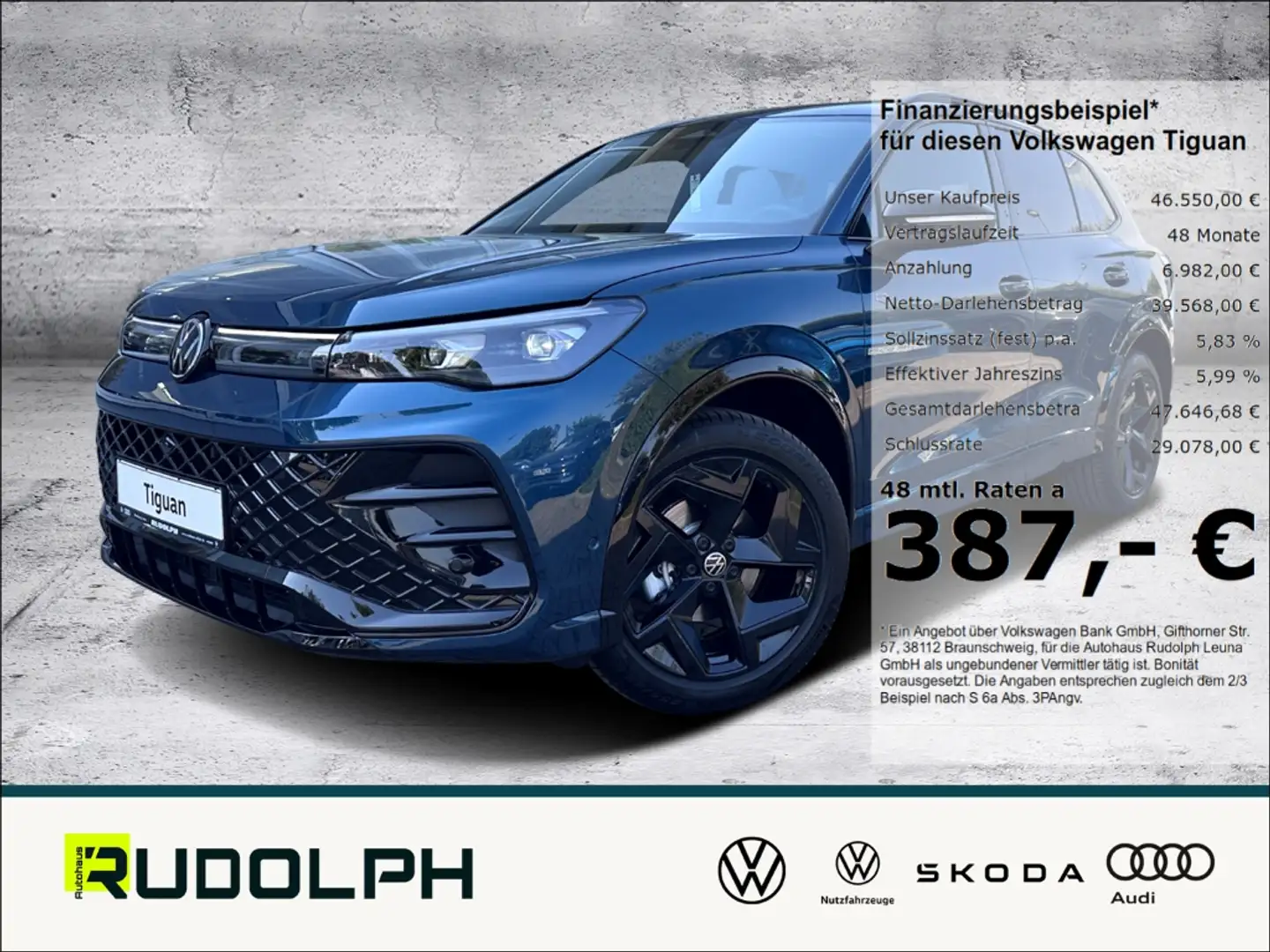 Volkswagen Tiguan R-Line 1.5 eTSI DSG HUD LED BT Navi AHK 360 Kamera Blau - 1