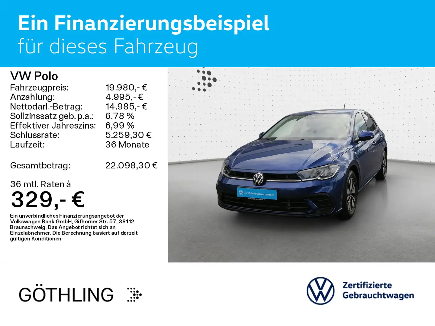 Volkswagen Polo MOVE TSI *AHK*KAMERA*LED*NAVI*KLIMA*SHZ Blau - 2