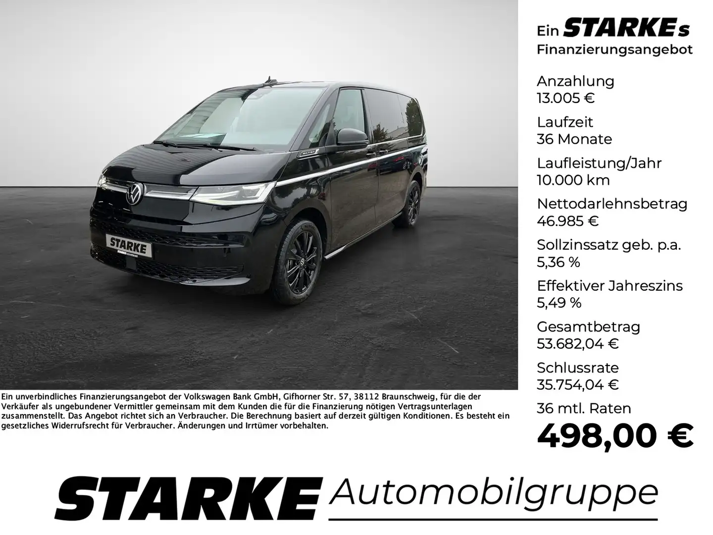 Volkswagen T7 Multivan 2.0 TDI DSG Style LÜ Schwarz - 1