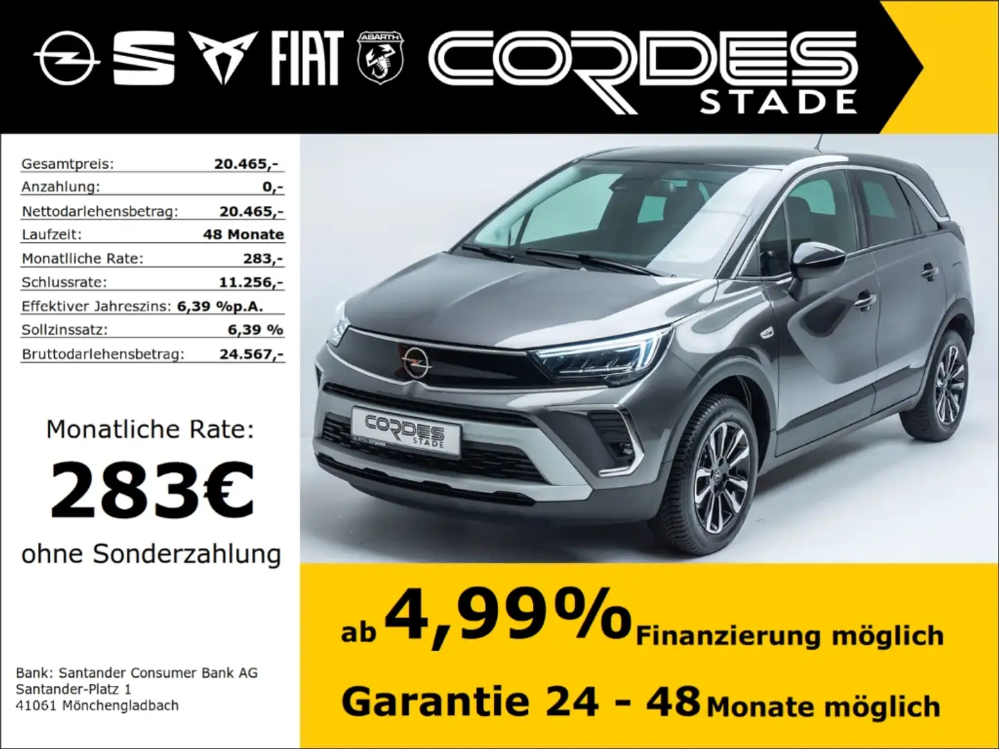 Opel Crossland Elegance 1.2 Turbo Automatik Allwetterreifen  Rück Grau - 1